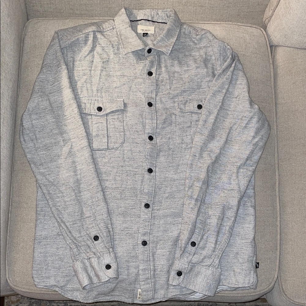 Civil Society Men's Gray Casual Button Down Shirt- Large